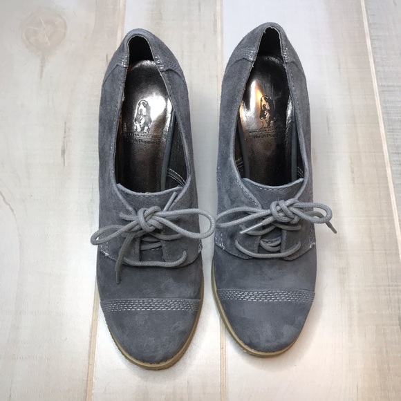 Hush Puppies Suede Comfort Heels Pumps Gray 6M - Picture 2 of 7
